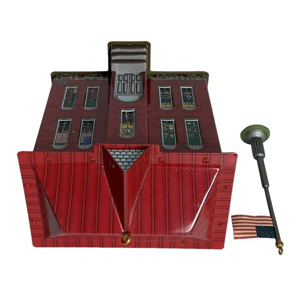 Hallmark Vintage Schoolhouse Patriotic Flag Keepsake Ornament Metal Christmas - Picture 9 of 15